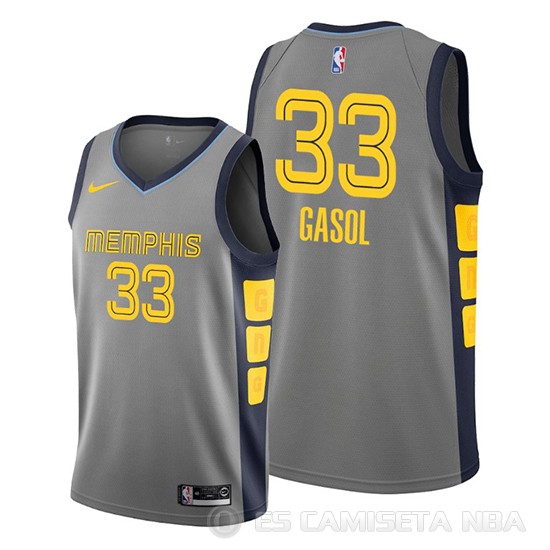 Camiseta Marc Gasol #33 Memphis Grizzlies Ciudad Edition Gris - Haga un click en la imagen para cerrar